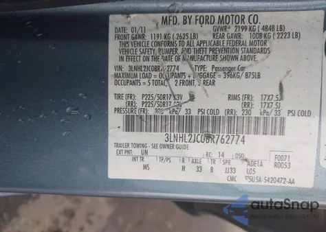 2011 Lincoln Mkz from USA, damaged, VIN 3LNHL2JC0BR762774
